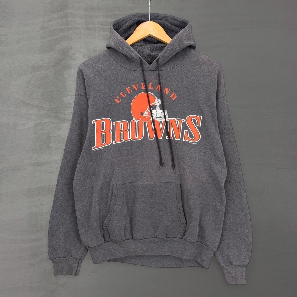 Vintage Cleveland Browns Hoodie Gray  NFL Football Graphic Medium